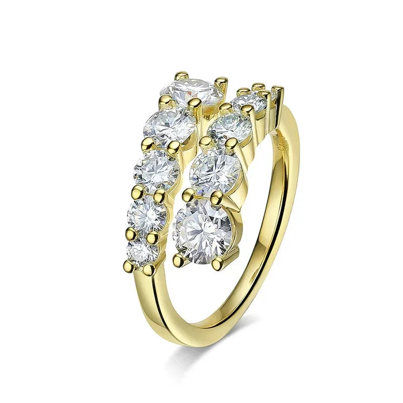 Smyoue 10-Gem Moissanite Ring for Women — Sparkling Lab-Created Diamond Wedding Band, 925 Sterling Silver Jewelry