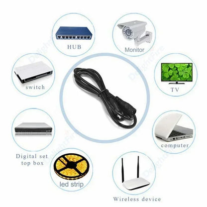 DC Power Extension Cable - 5.5x2.1mm Male Female Jack Cord for LED Strip, CCTV Camera & 5V/12V Devices