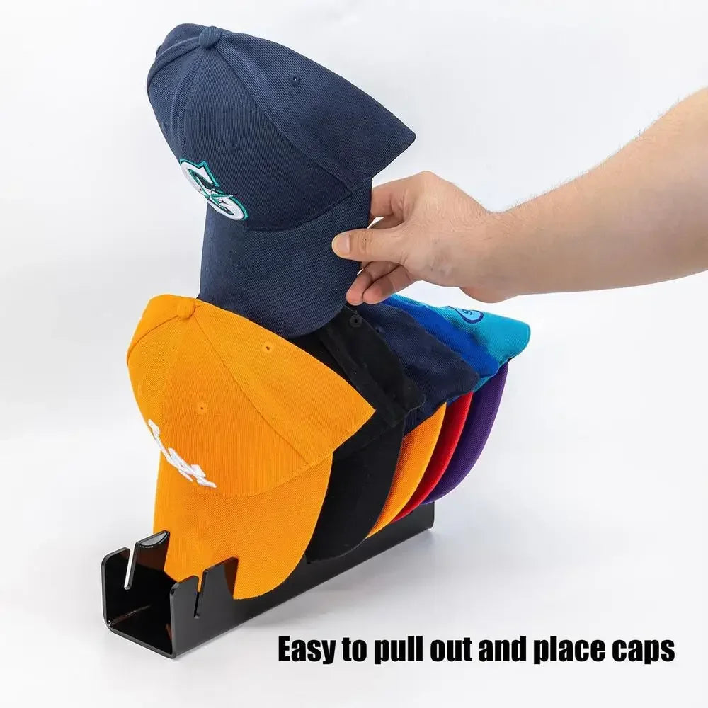 Stackable Acrylic Baseball Cap Rack — Rectangular Hat Organizer Stand for Display and Storage