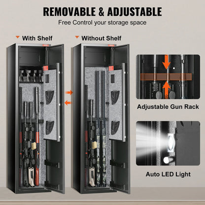 SucceBuy 3-8 Gun Safe – Digital Keypad Lock Cabinet with Removable Shelf for Rifles & Pistols
