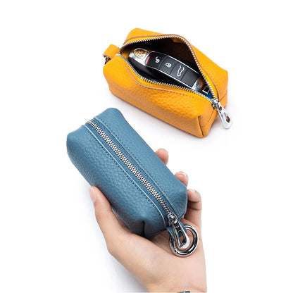 Genuine Leather Key Holder Wallet – Mini Car Key Organizer & Coin Purse with Double Keychains for Men & Women 🔑👜