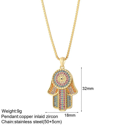 Heart Evil Blue Eye Sun Necklace – Cute Dog, Bee & Elephant Gold Pendant with Long Stainless Steel Chain for Women