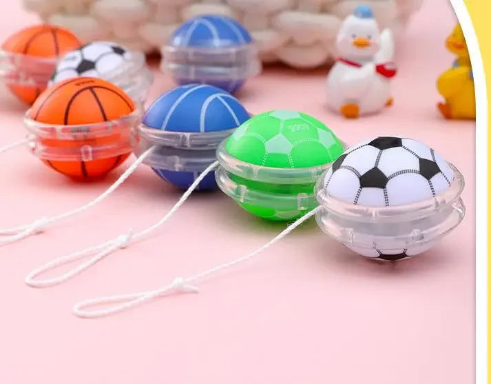 10pcs Classic Yoyo Toys – Football & Basketball Patterned Favors for Kids Birthday, Pinata, & Kindergarten Rewards