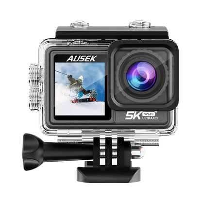 AUSEK S81TRW 5K Action Camera – 4K60FPS, 48MP, EIS, 5X Zoom, 1080P Webcam, Wi-Fi Vlog Sports Cam with Remote & Optional Filters