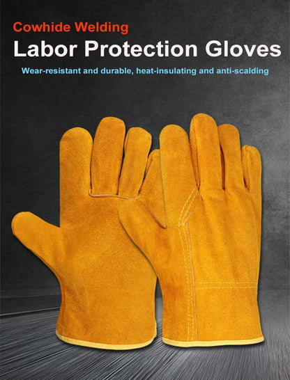 Men's Work Gloves – Soft Cowhide Driver, Hunting, Driving, Farm, Garden & Welding Safety Mechanic Gloves