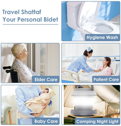WOWER Portable Foldable Bidet – 1L Travel Toilet Sprayer with Light for Camping & Hiking