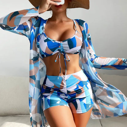 Women’s 3-Piece Push Up Bikini Set - Summer Print Sexy Swimsuit & Beachwear Bathing Suit