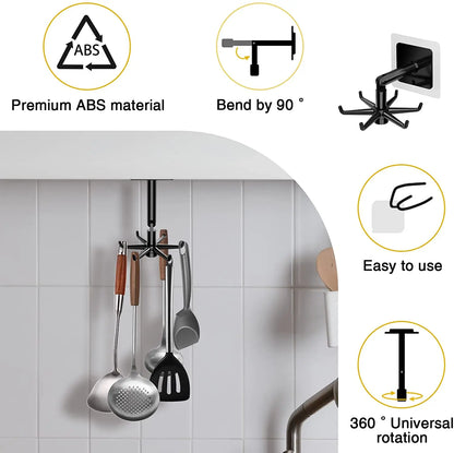 1/2PCS 360° Swivel Kitchen & Bathroom Hooks — Multifunctional Wall/Door Rack for Spoon & Storage Accessories