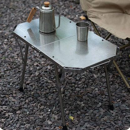 Outdoor Portable Stainless Steel Picnic Table – Durable Height Adjustable Folding BBQ & Camping Cooking Table