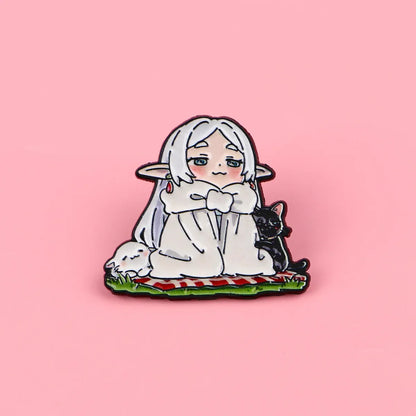 Frieren Anime Girl Enamel Pin - Manga Lapel Badge for Backpacks, Hats & Cosplay Accessories