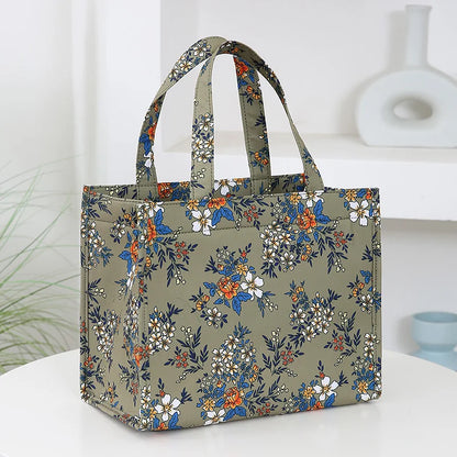 New Nylon Printing Handbag – Thickened Large Capacity Work and Portable Zipper Lunch Box Storage Bento Bag
