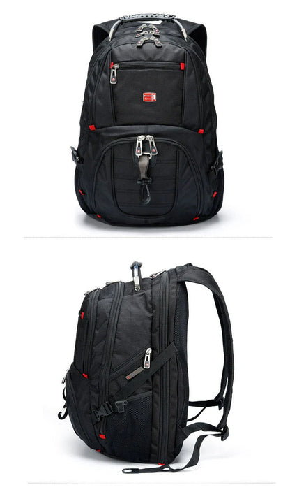 Swiss Multifunctional 17 Inch Laptop Backpack – Durable Travel Bag with USB Charging Port, Water-Resistant College Bookbag