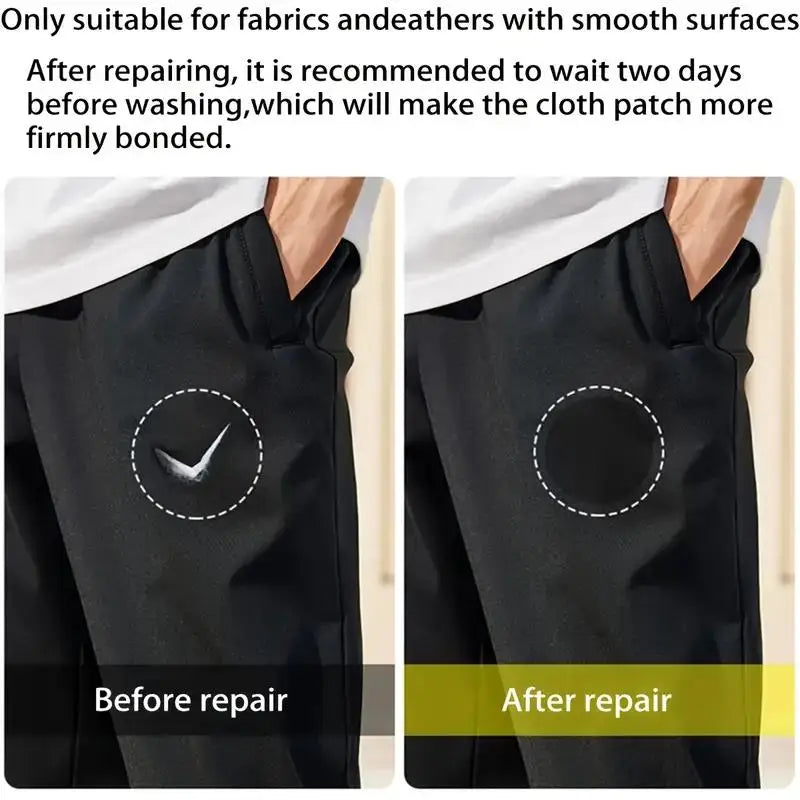 Instant Self-Adhesive Fabric Repair Patch — Universal Black Heavy-Duty Iron-On for Down Coats
