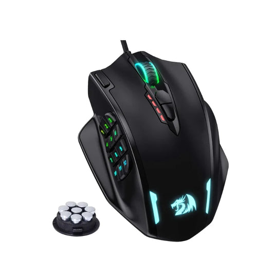 Redragon M908 RGB Backlit USB Wired Gaming Mouse – 18 Programmable Buttons, 12400 DPI