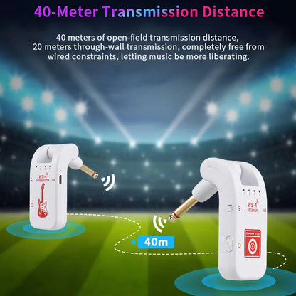 2.4G Wireless Guitar System – Transmitter & Receiver Set for Electric Guitar & Bass, 48K/16bit Real-Time Audio Transmission