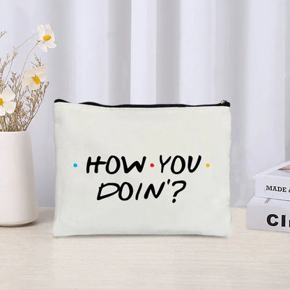 TV Show Friends Makeup Bag for Women - Travel Cosmetic Organizer, Eco-Friendly Canvas Pouch, Kawaii Purse and Pencil Case