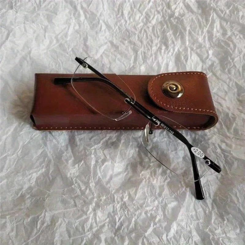 Classic Leather Eyeglasses Case – Elegant Hard Glasses Box for Men & Women, Suitable for Slim & Narrow Frames