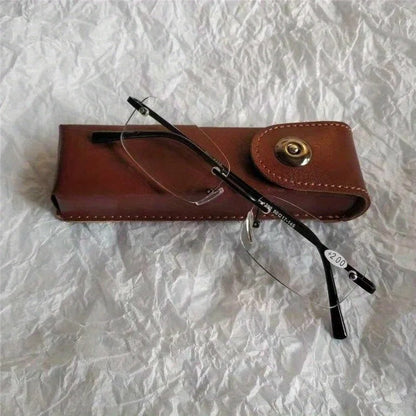 Classic Leather Eyeglasses Case – Elegant Hard Glasses Box for Men & Women, Suitable for Slim & Narrow Frames
