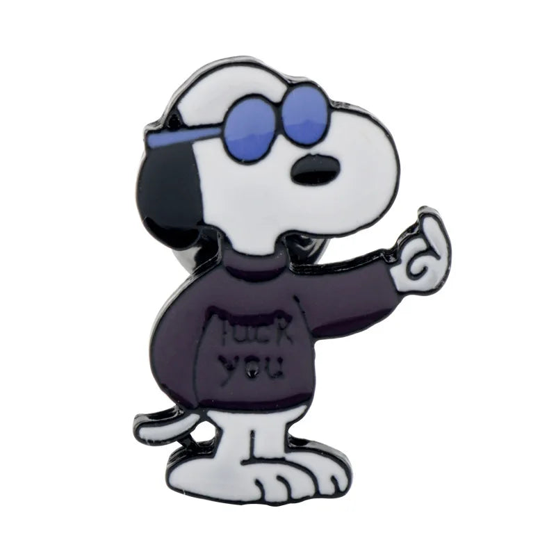 Kawaii Snoopy Alloy Brooches – Cartoon Lapel Pins for Jackets, Backpacks, Clothes, and Kids’ Gifts