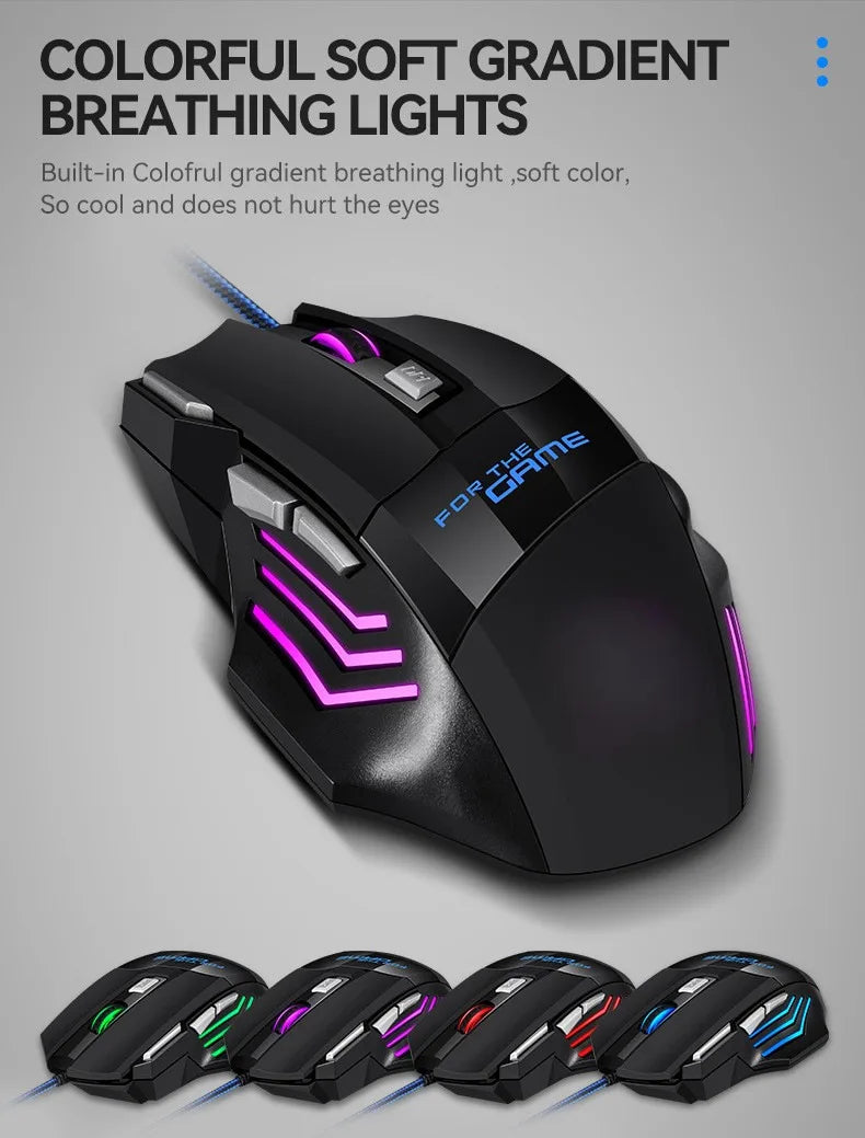Hyperspeed USB Gaming Mouse | RGB Backlit Ergonomic 7D Wired Mouse for Laptop & PC Gamer