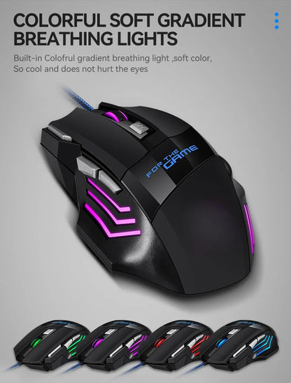 Hyperspeed USB Gaming Mouse | RGB Backlit Ergonomic 7D Wired Mouse for Laptop & PC Gamer