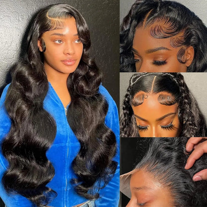 Body Wave Lace Front Wig – 13x4 & 13x6 Pre-Plucked Human Hair, 32-36 Inch, 200% Density with Baby Hair for Women