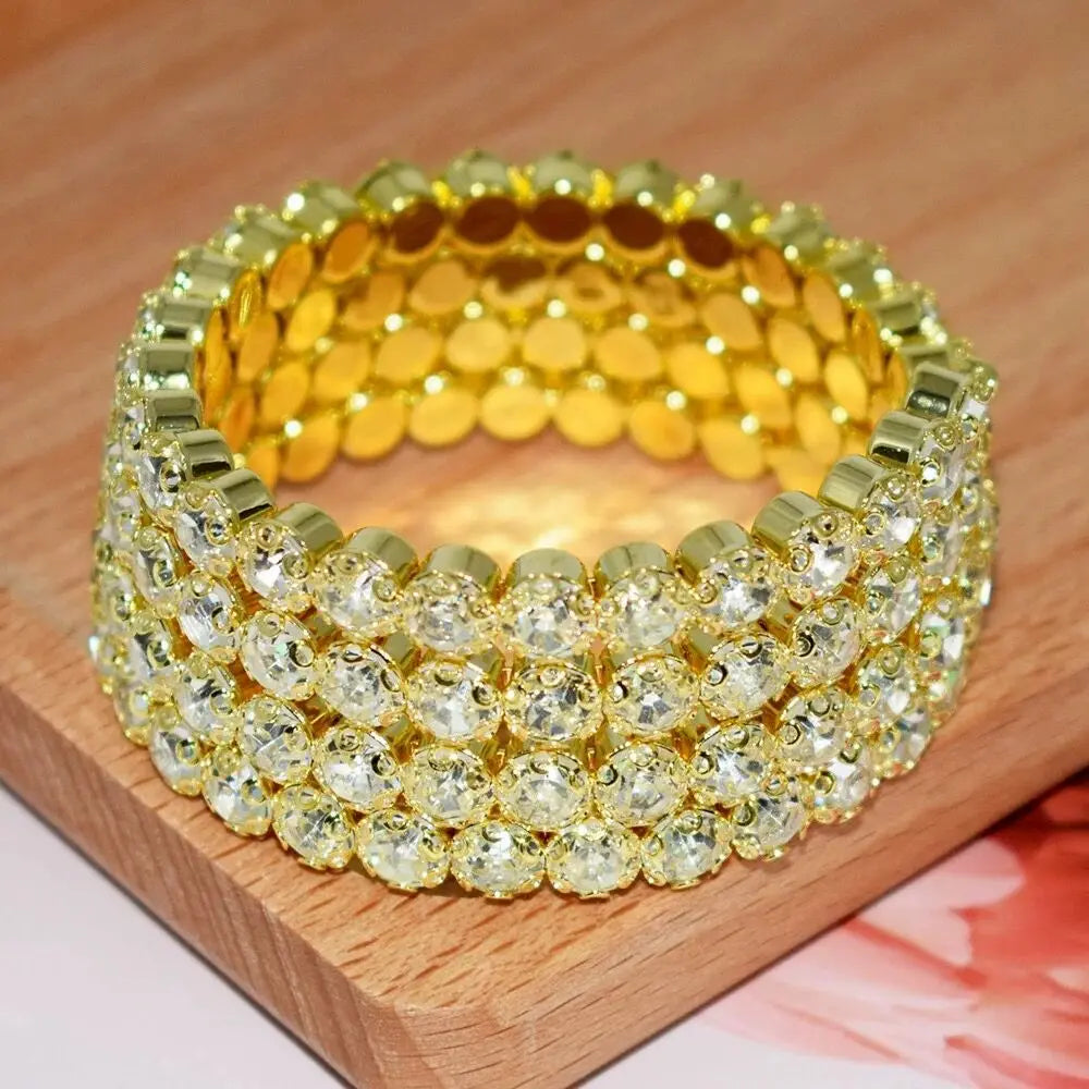 Women’s Rhinestone Crystal Bracelet - Glamorous Statement Jewelry for Stage & Special Events