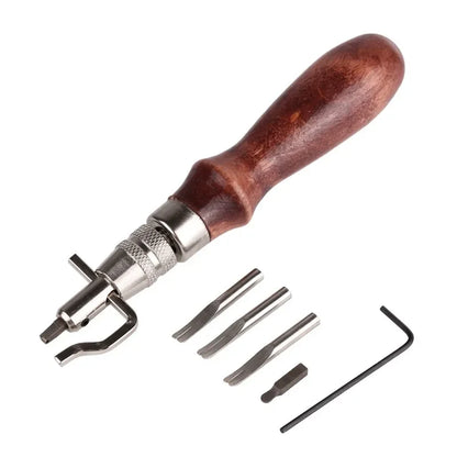 7-in-1 Professional Leather Craft Tool – Adjustable Stitching, Slotting & Creasing Trimmer for DIY Handmade Leatherwork