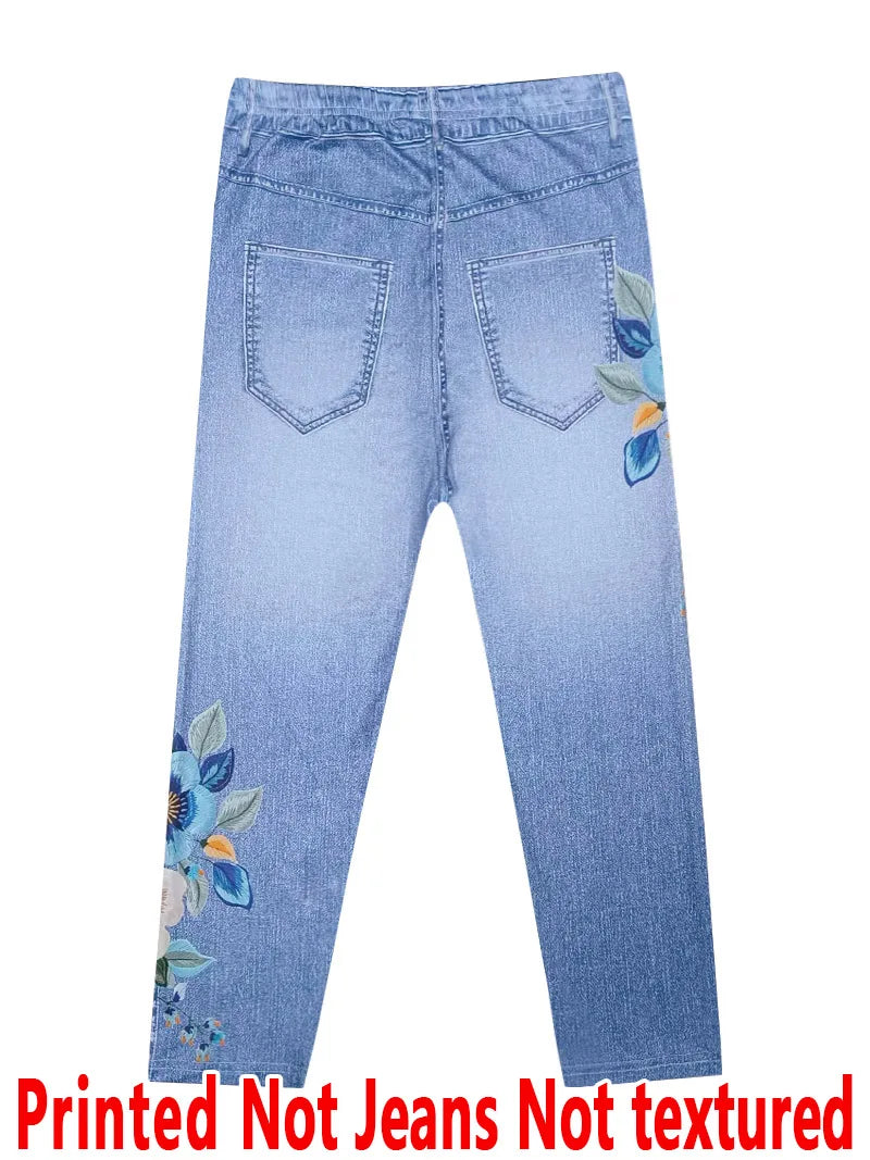 Women's Printed Capri Leggings - Stretchy Casual Cropped Pants