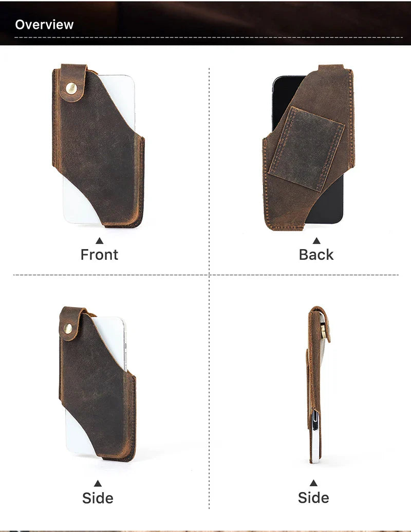 Men’s Leather Waist Bag – Phone Holster Pouch Wallet for 6.7" Smartphones