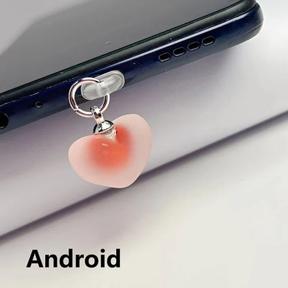 Heart-Shaped Phone Dust Plug Pendant - Universal iPhone/Type-C Accessory for Protection & Style