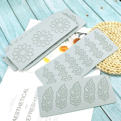 Various Leaves & Geometric Flower Silicone Cake Lace Mold — Cake Decorating Border Tool for Baking