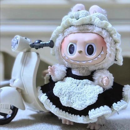Labubu Doll Mini Electric Motorcycle – Cute Doll Toy with Lights and Music, DIY Accessories, Fun Christmas Gift for Kids