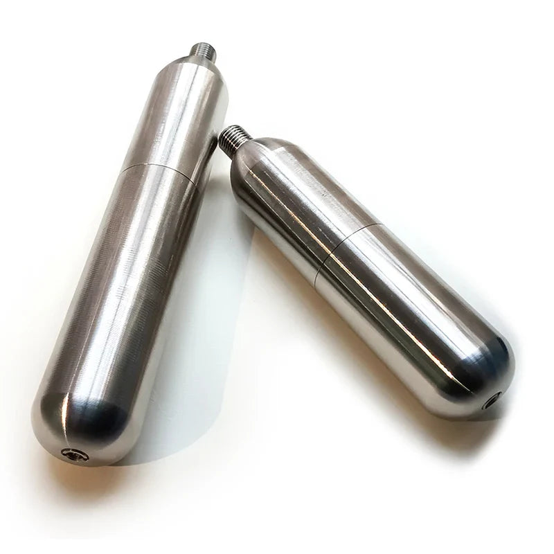 3/8-24UNF CO2 Cartridges – High Pressure Stainless Steel Rechargeable Cylinder for Oxygen Training, Scuba & Rescue Vest