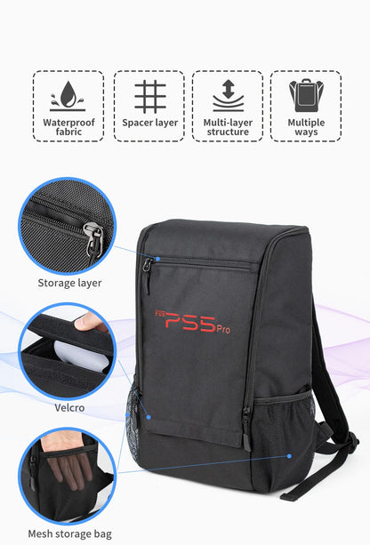 PS5 Pro & Slim Gaming Backpack — Large-Capacity Protective Travel Case for Console & Accessories