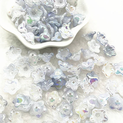 50pcs 7x13mm Gradient Acrylic Bellflower Beads - Flower Caps, Spacer Beads & Charms for DIY Jewelry Making
