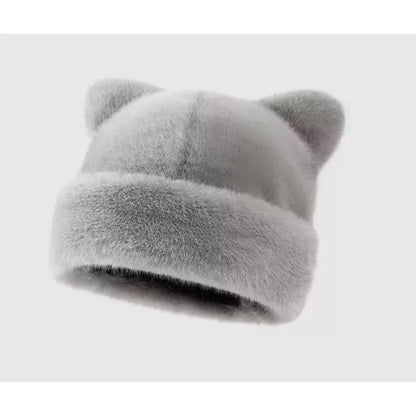 Leopard Print Plush Teddy Bear Hat – Sweet & Cute Women’s Hooded Beanie, Thick, Warm & Retro Style