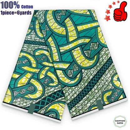 African Real Wax Print Fabric - 100% Cotton Ghana Nigeria Style Ankara Batik Sewing Material