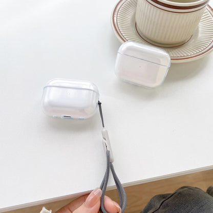 Clear Soft TPU Earphone Case for AirPods 1/2/3/4 & Pro/Pro 2 — Shockproof Cover with Lanyard Strap for AirPods 4 Charging Case