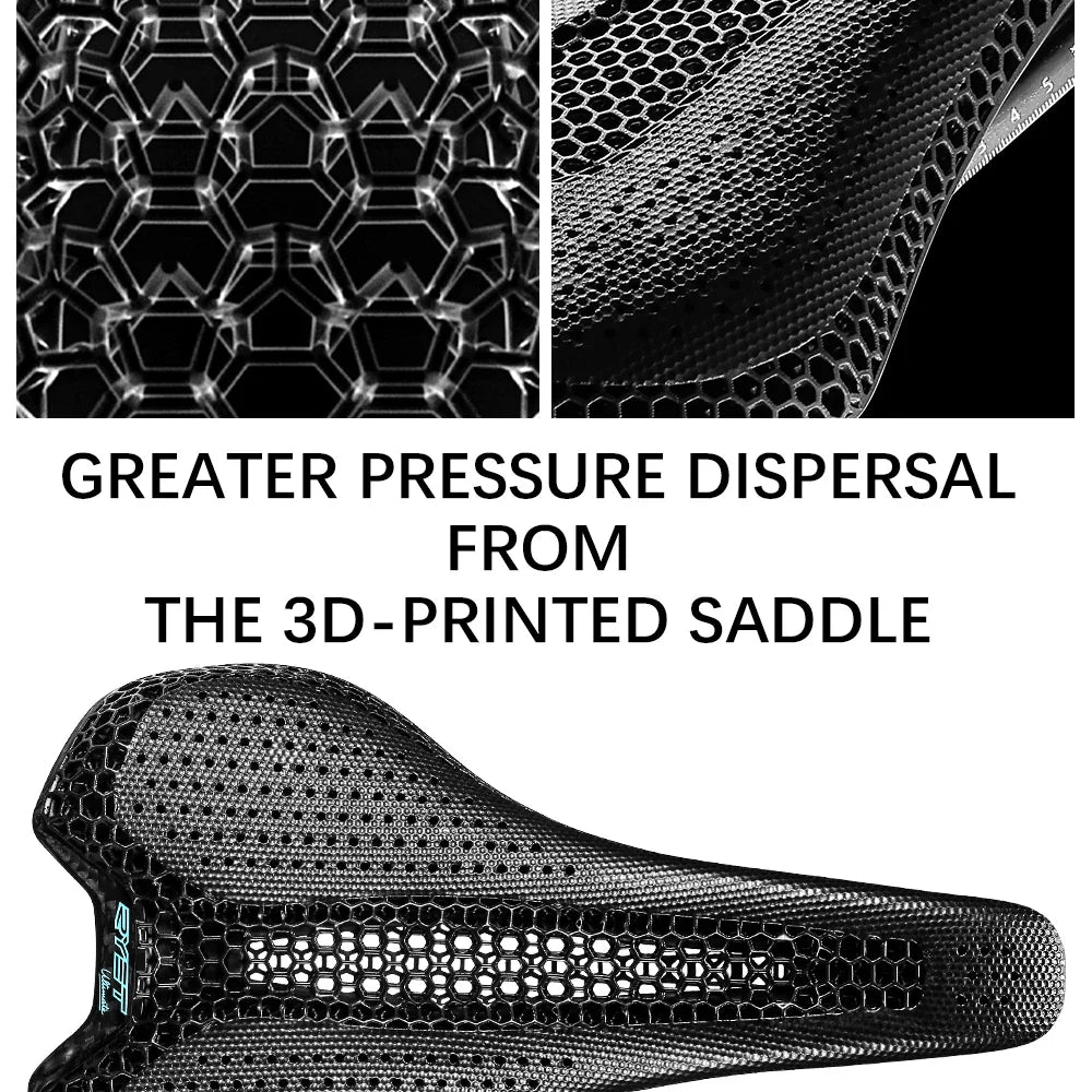 RYET Ultra Full Carbon 3D Printed Bike Saddle — 145mm Lightweight MTB Seat with High Modulus Carbon Fiber Base