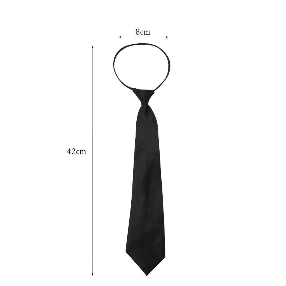 Unisex Black Clip-On Tie – Simple Security Necktie for Uniforms, Suits, Students & Funerals
