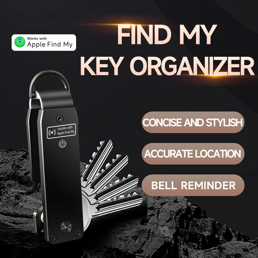 Key Organizer with Apple Find My — Built-In AirTag Holder, Holds 2–6 Keys, Car Keychain GPS Tracker (iOS Only)