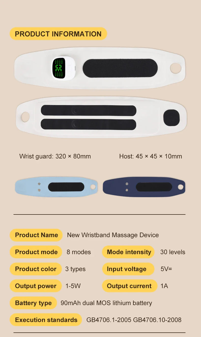 Electric Cordless Wrist Massager – USB Rechargeable Vibrating Massager for Carpal Tunnel & Fatigue Relief