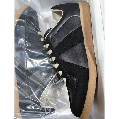 Unisex Patchwork Suede Sneakers - Vintage German Army Trainer Casual Shoes