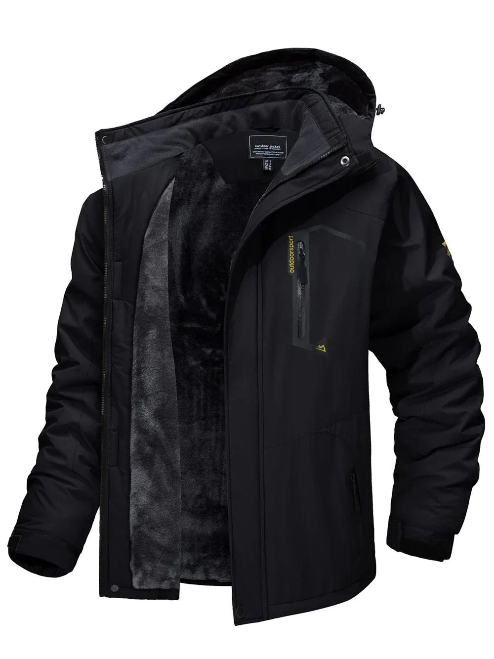 Men’s Fleece Lined Mountain Jacket - Removable Hooded Winter Ski, Snowboard and Hiking Parka Coat