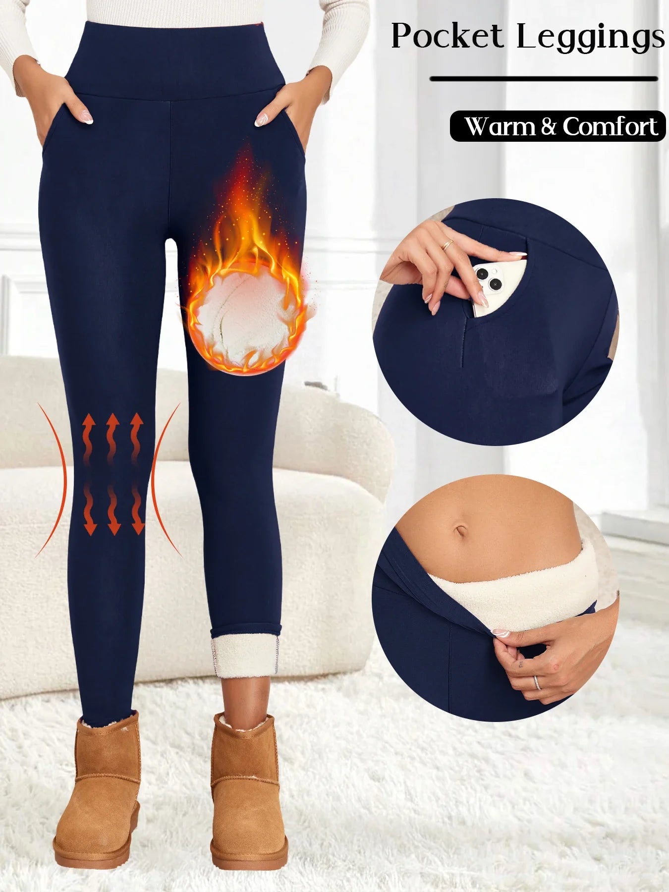 Women’s Fleece Leggings – High-Waisted Thick Flared Thermal Tights, Tummy Control Winter Pants