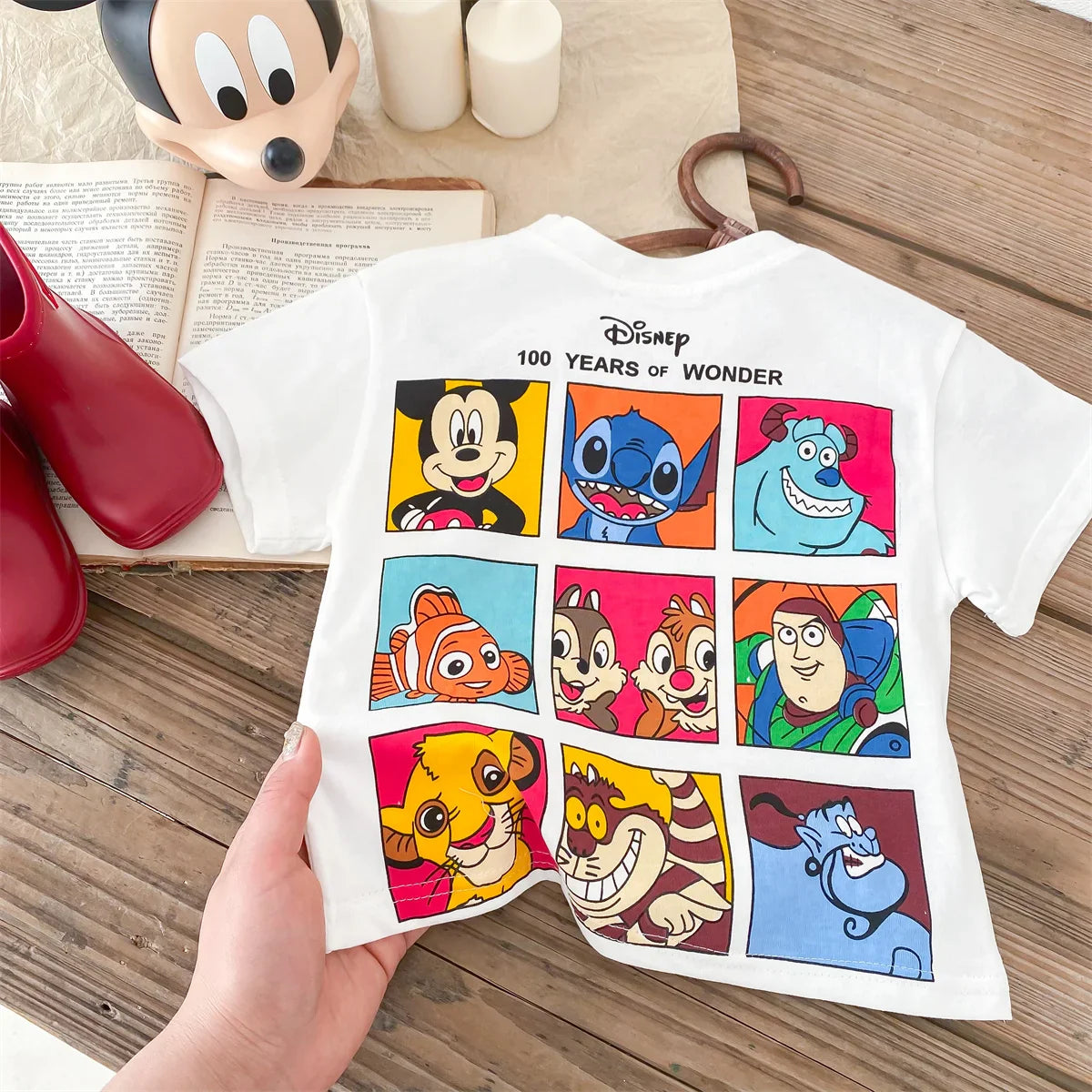 Disney Cartoon Baby T-Shirt – Cute Minnie Printed Summer Tee for Girls & Boys, Short Sleeve Crewneck Kids Tops