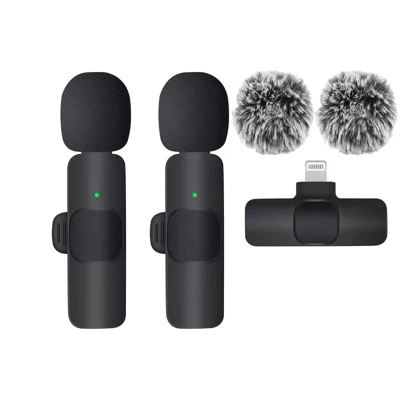 Basix Wireless Lavalier Microphone – Mini Windproof Audio Recorder with Replaceable Wool for iPhone 16, Vlog & YouTube Shooting