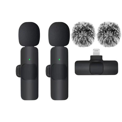 Basix Wireless Lavalier Microphone – Mini Windproof Audio Recorder with Replaceable Wool for iPhone 16, Vlog & YouTube Shooting