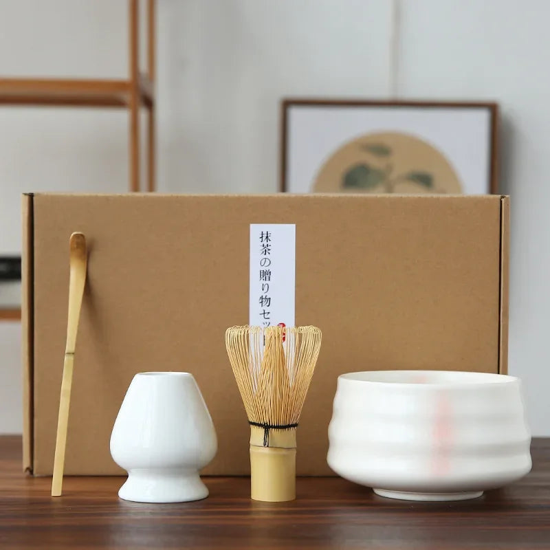 4/6Pcs Bamboo Matcha Tea Whisk Set – Scoop, Brush, Strainer & Bowl for Japanese Tea Ceremony